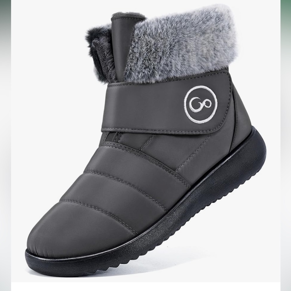 Women's Gray Winter Boots with Faux Fur Lining